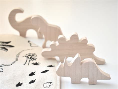 Dinosaur Playset With Volcano Wooden Triceratops Toddler - Etsy