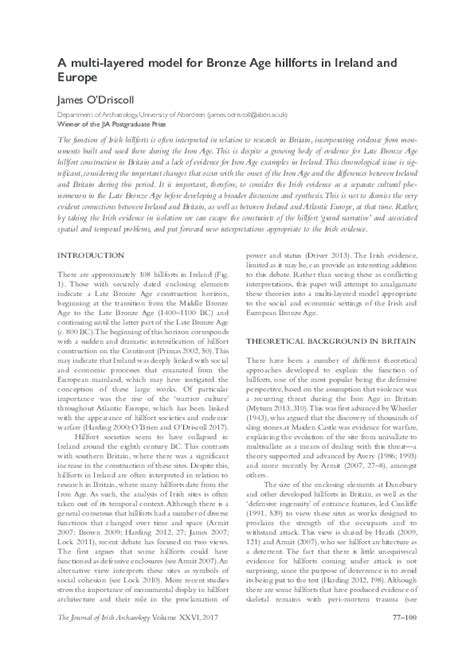 (PDF) A multi-layered model for Bronze Age hillforts in Ireland and Europe | James O'Driscoll ...