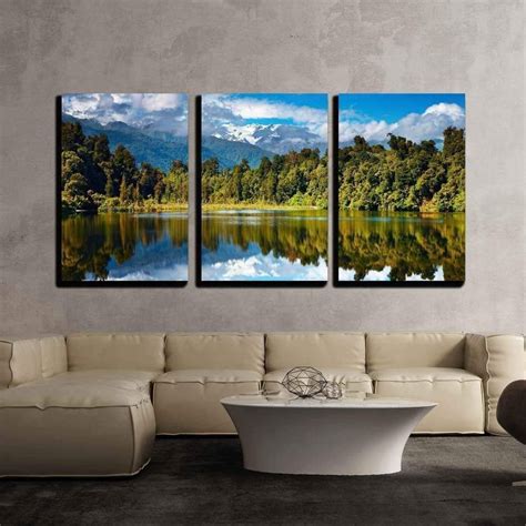 wall26 - 3 Piece Canvas Wall Art - Beautiful Lake, Southern Alps, New Zealand - Modern Home ...