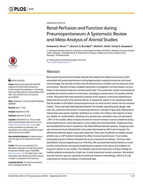 (PDF) Renal Perfusion and Function during Pneumoperitoneum: A ...