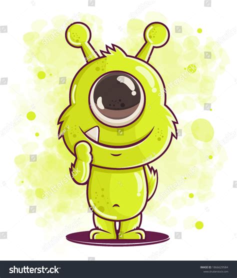 Cute Green Monster Cartoon Illustration Stock Vector (Royalty Free) 1866629584 | Shutterstock