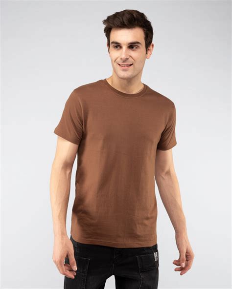 Buy Brown Plain Half Sleeve T-Shirt For Men Online India @ Bewakoof.com