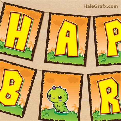 FREE Printable Kawaii Dinosaur Birthday Banner