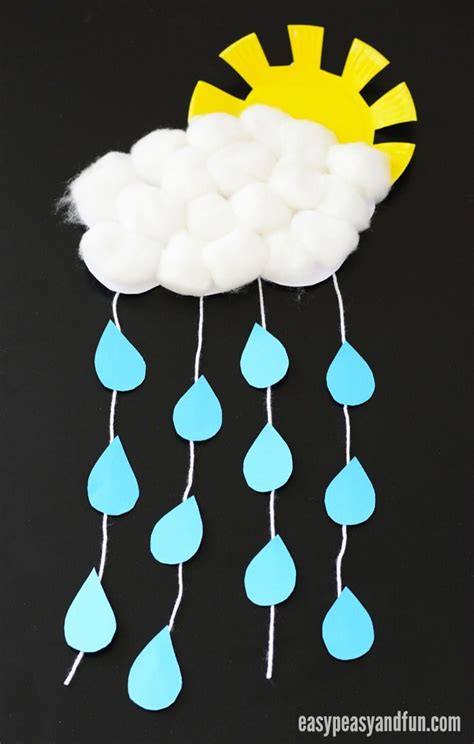 Rain Cloud Paper Craft with a Paper Plate Sun - Easy Peasy and Fun