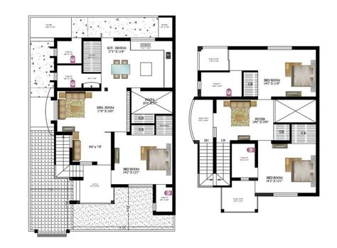 Two Story House Floor Plan Cad Drawing Details Dwg File Cadbull ...