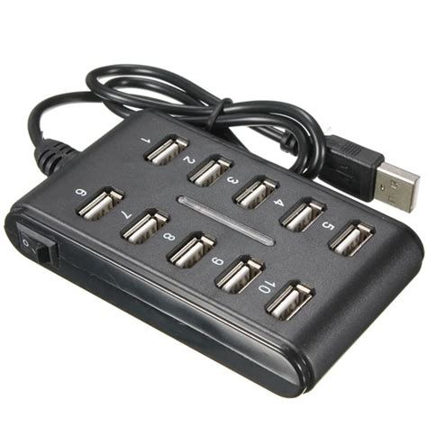 Fashion High Speed 480 Mbps USB 2.0 Hub 10 Ports Multi Personal Computer USB HUB Portable USB ...