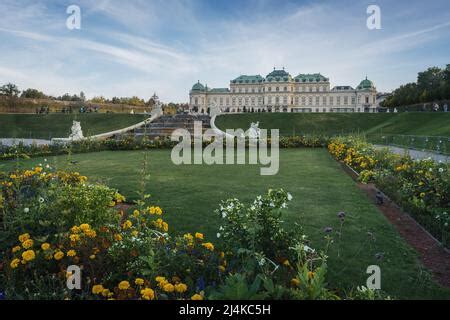 Gardens of the Schloss Belvedere Palace and museum, Vienna, Austria. The Baroque gardens of the ...