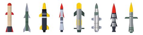 Premium Vector | Military missile vector set collection of different combat rocket types ...