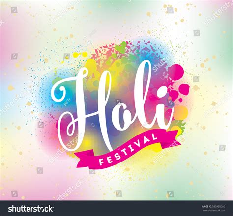 Happy Holi Festival Colors Typography Colorful Stock Vector (Royalty ...