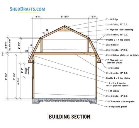 12×12 Gambrel Barn Storage Shed Plans With Loft