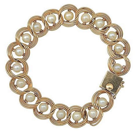 14ct Gold & Cultured Pearl Bracelet - Elegant Design - Bracelets ...