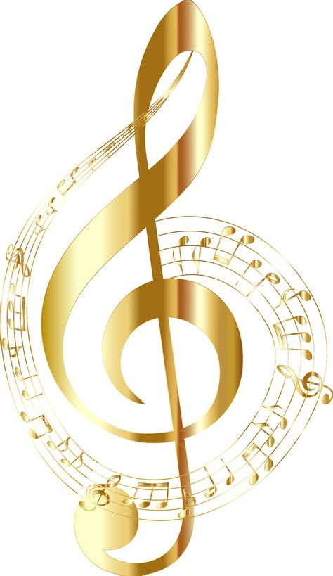 Clipart - Gold Musical Notes Typography No Background