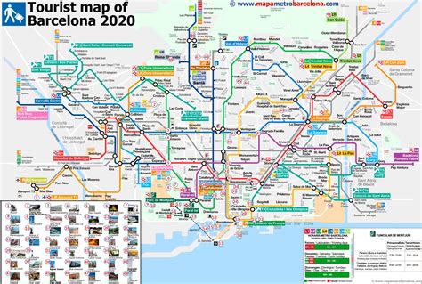 Barcelona metro map with tourist attractions - Barcelona metro map ...