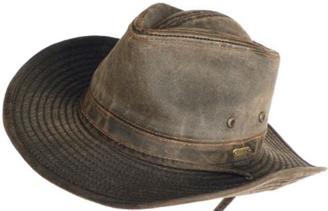 Men's Cowboy Hats: *1 Stetson "Boulder" Waxed Cotton Western Outback Hat Wire Brim Weathered Look