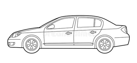 Car Line Drawing. Sedan Transportation Vehicle. Outline Side View Stock Vector - Illustration of ...