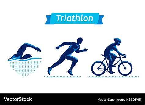 Triathlon logos or badges set figures Royalty Free Vector