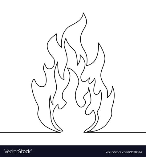 Continuous line fire one line drawing fire Vector Image