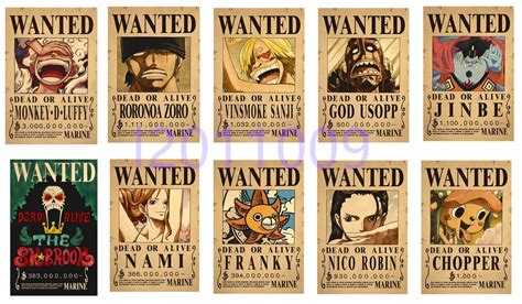 The latest version of Anime One Piece Straw Hat Pirates Wanted Posters 10 pcs - GoWork Recruitment