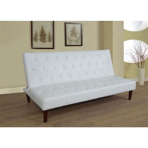 White Faux Leather Convertible Sofa Bed Futon-SH2008 - The Home Depot