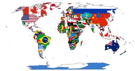 Flags World Map Showing