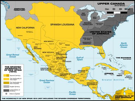 The spanish viceroyalty of New Spain (1810) - Vivid Maps