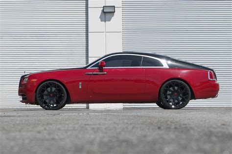 Show Stopper Red Rolls Royce Wraith with Black Hood and Black Forgiatos — CARiD.com Gallery