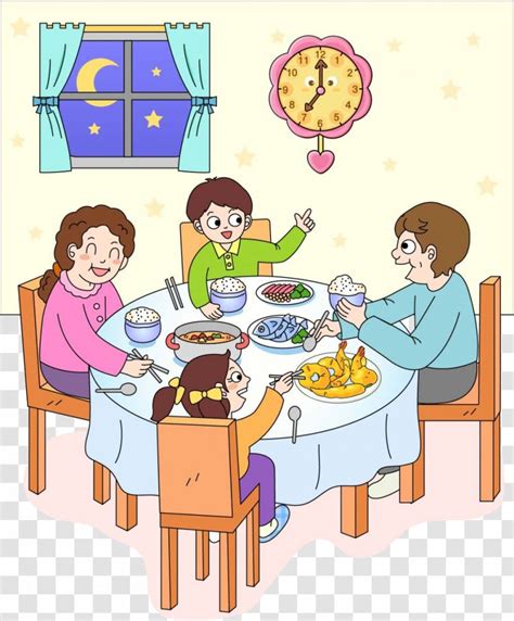 Breakfast Lunch & Dinner Clipart / Vector Flat illustration of a man at the table with dishes ...