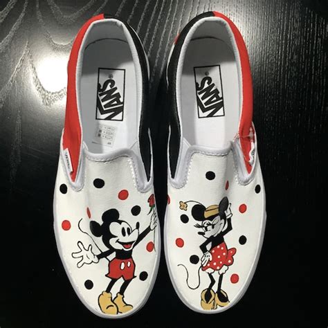 Items similar to Hand Painted Disney Shoes - Vans - Mickey Mouse and Minnie Mouse on Etsy