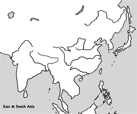 Physical Outline Map of E & S Asia