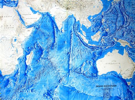 Map of relief of Indian Ocean. Maps of Indian Ocean — Planetolog.com