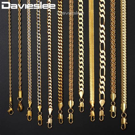 Wholesale Necklaces Type Mens Womens Necklace Chain Gold Filled Figaro Hammered Snake Curb Gold ...