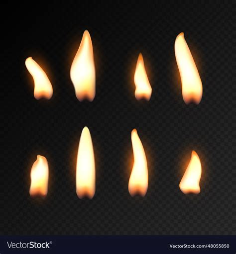 Candle fire flame isolated realistic candle Vector Image