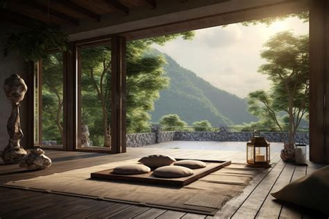 Premium AI Image | Concept of relaxation in yoga retreats amidst nature