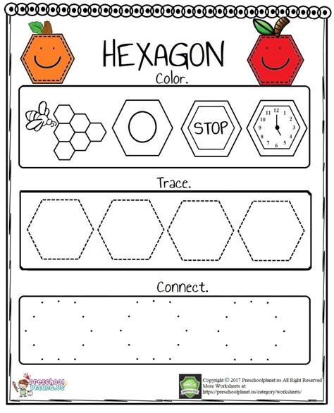 Hexagon Worksheet – Preschoolplanet