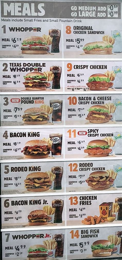 Burger King menu prices – SLC menu