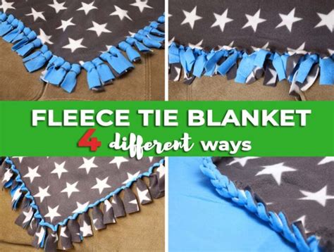 How To Make A No Sew Fleece Tie Blanket - 4 Different Ways To Tie ⋆ Hello Sewing