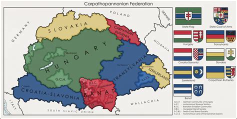 Proposed map of a federated Hungarian state "Carpatho–Pannonian Federation" [4001 x 2016] : MapPorn