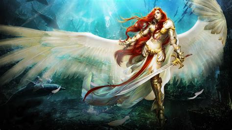 pretty, art, wings, angel, beautiful, woman, guardian angel, fantasy, girl, digital, white ...