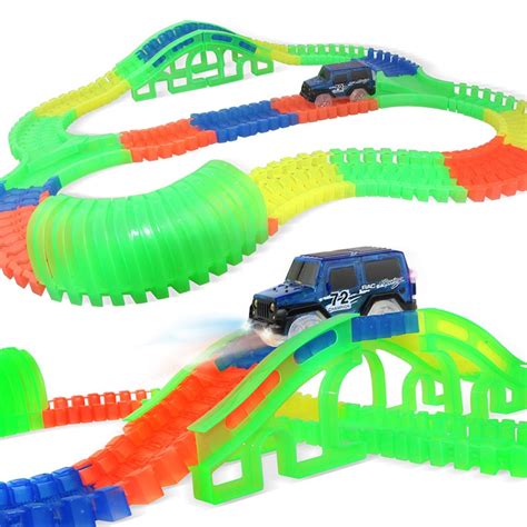 COOLPLAY DIY Tracks Assembly Toy Glow Racing Track Toy Car with Light Model Car Child Toy DIY ...