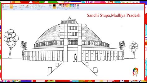 How to draw sanchi stupa - Learn By Art - YouTube