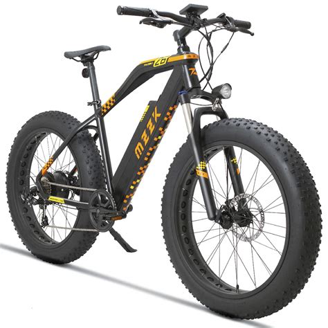 MZZK 500W Electric Mountain Snow Bike with 26 Inch Fat Tires and Removable 48V 13Ah Li-on ...