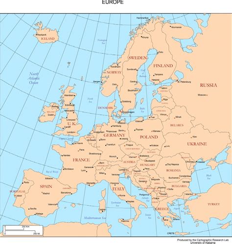 Large Detailed Political Map Of Europe With All Capitals And Major - Printable Map Of Europe ...