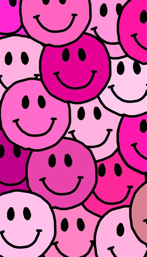 Blue Indie Smiley Face Wallpaper : Trendy Pink Layered Smiley Face Wallpaper | Carisca Wallpaper