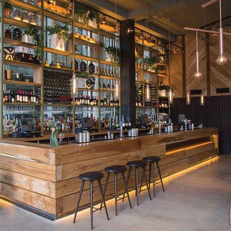 Buy Wooden Bar Counter with Wood Pallet Panelled Facade and Recessed ...