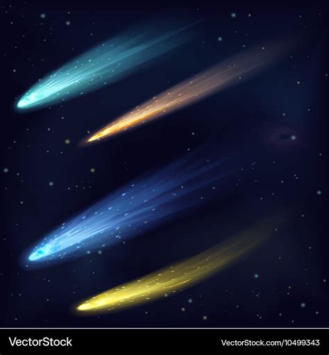 Realistic color meteor asteroid comet Royalty Free Vector