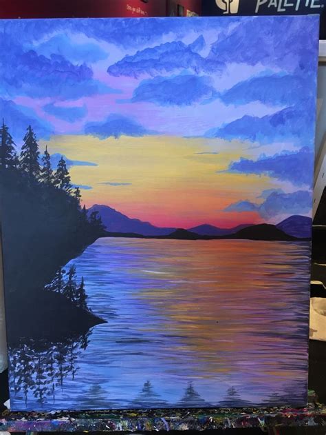 Acrylic painting of a sunset.. | Sunset painting, Sunset canvas painting, Landscape paintings ...