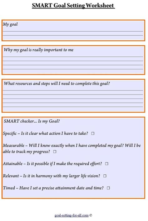 Free smart goal setting worksheet to download