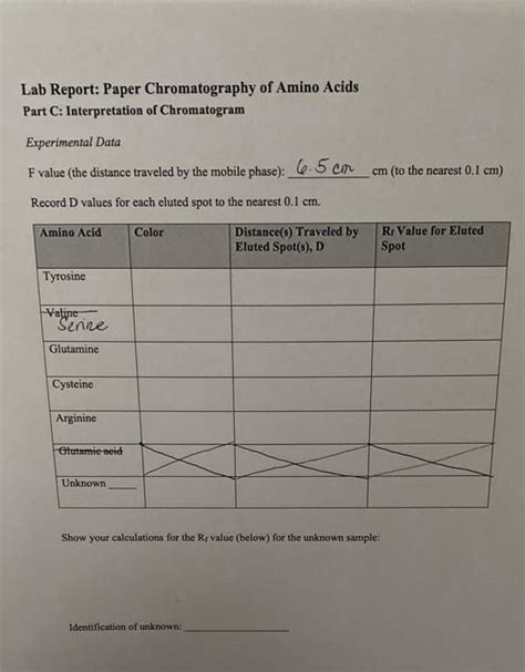 Solved Lab Report: Paper Chromatography of Amino Acids Part | Chegg.com