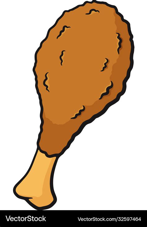 Cartoon with contour deep-fried chicken leg Vector Image