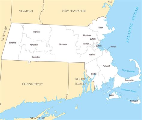 Large administrative map of Massachusetts state | Massachusetts state | USA | Maps of the USA ...